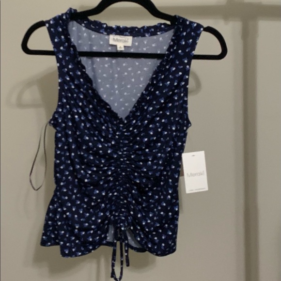 Blue shirt summer new  tie at the top V - Picture 1 of 5